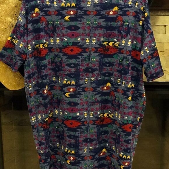 Lularoe Irma Blue Tribal Print Tunic Shirt  XS - Picture 2 of 2